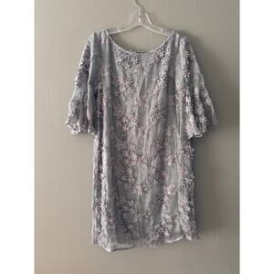 Sundance New Floral Applique Flutter Sleeve Dress
